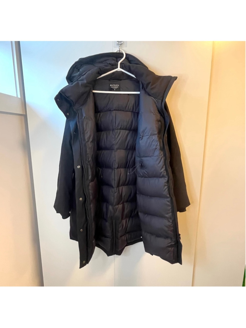 Athleta Outbound Parka II Black Down Hooded Long Winter Coat Midi Women’s XL - Picture 12 of 16